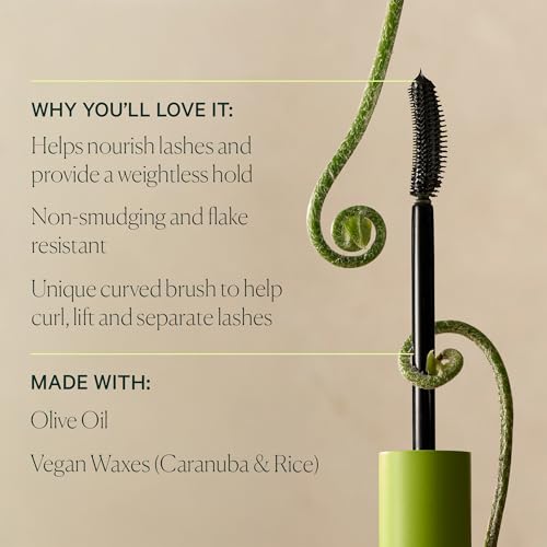 Well People Expressionist Curling Mascara, Curved Brush and Weightless Formula Lift, Separate and Nourish Lashes with Olive and Jojoba Oils, Smudge-Resistant, Clump- and Flake-Free, Black