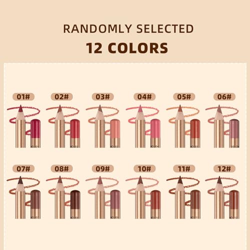 12-Piece Lipliner Pencil Set with 3mm Fine Tip