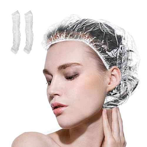 Disposable Shower Caps -100 pcs Waterproof Plastic Shower Caps, Women's Disposable Plastic Clear Shower Caps, Suitable for Hair Care, Spa Salons, Travel, Portable Multi-Purpose Plastic Hair Caps(20")
