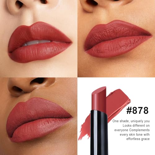 AMY'S DIARY #878 Velvet Matte Lipstick - Long Lasting Waterproof Lip Color, Hydrating & Highly Pigmented, Vegan & Cruelty-Free, 24H Wear