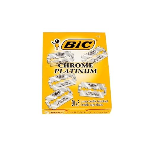 BIC Chrome Platinum Double Edge Safety Razor Disposable Single Blades (100 Pack)