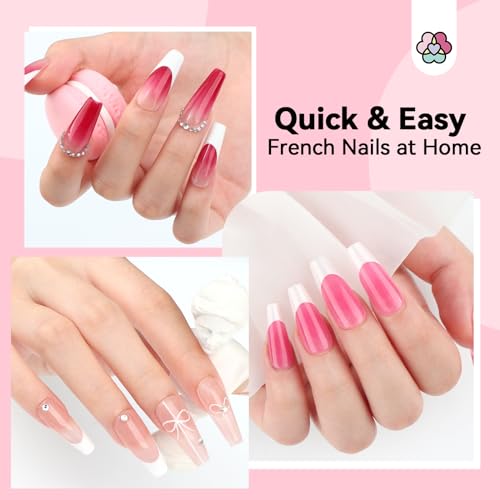 Saviland French Manicure Kit with 1B-3 Clear Variant, French Tip Tools & Nail Stickers