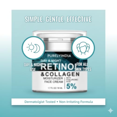 Retinol Cream for Face ? Anti-Aging Moisturizer to Reduce Wrinkles & Fine Lines ? Hydrating Retinol Night & Day Cream for Smooth, Firm Skin