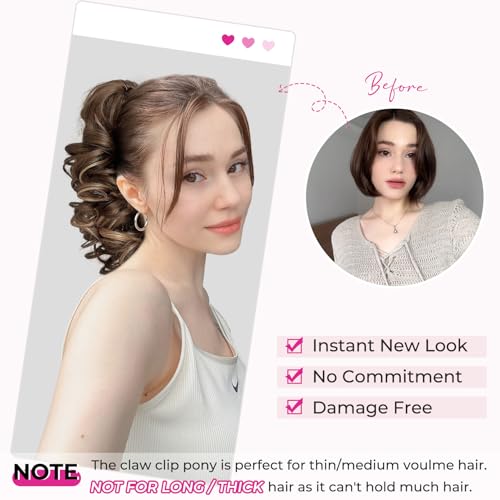 REECHO 12" Curly Ponytail Extension Claw Clip Dark Blonde