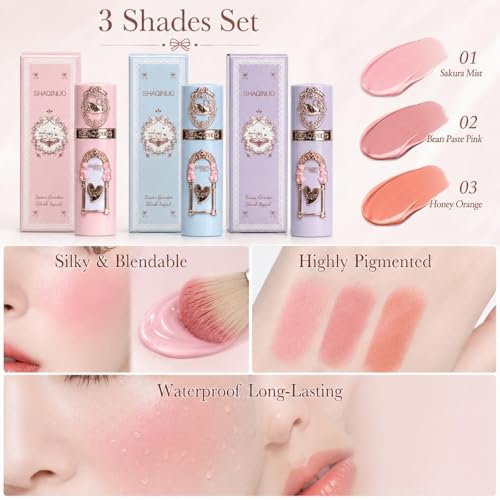 3-Piece Waterproof Liquid Blush Set - Long-Lasting Cheek Color
