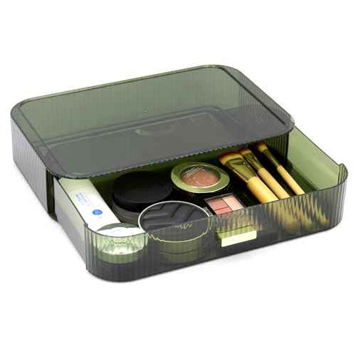 Makeup Organizer Drawers Stackable, Bathroom Vanity Organizers and Storage, Great for Cosmetics, skincare, Lipsticks, Nail Care (Green,1 Drawer)