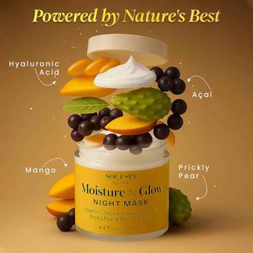 Hydrating Face Mask ? Overnight Face Mask with Hyaluronic Acid, Vitamin C, Squalane, Prickly Pear & A?a? ? Deep Moisture for Dry Skin ? 4.4 fl oz