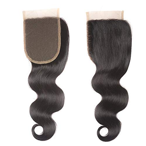 Odir Body Wave Human Hair Bundles with Closure 14 16 18+12 Inch Unprocessed 10A Brazilian Body Wave Virgin 3 Bundles with 4x4 Lace Clsoure Natural Color