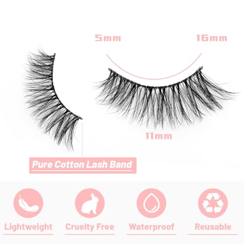Azenlo 20 Pairs Wispy Faux Mink False Eyelashes Style 20-065, 14mm Fluffy Cat Eye Lashes