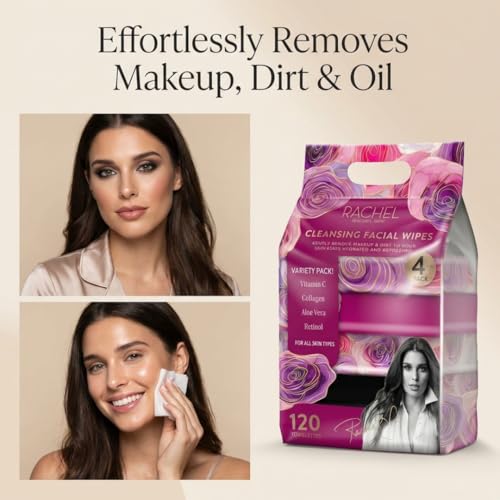 Rachel Roy 4-Pack Face Wipes 120ct - Makeup Remover with Vitamin C & Retinol