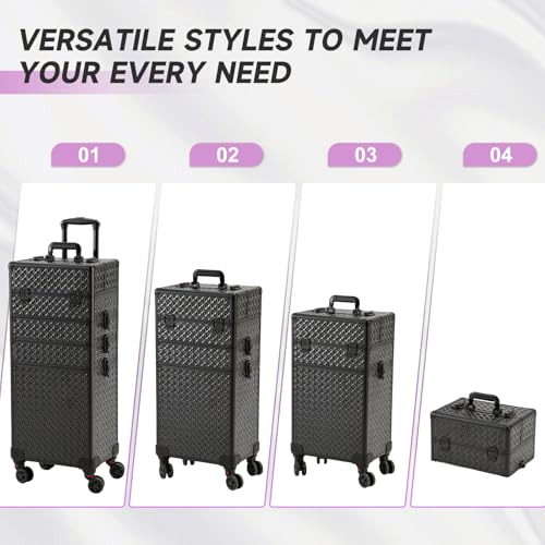 Professional Rolling Makeup Case with Wheels - Beauty Trolley