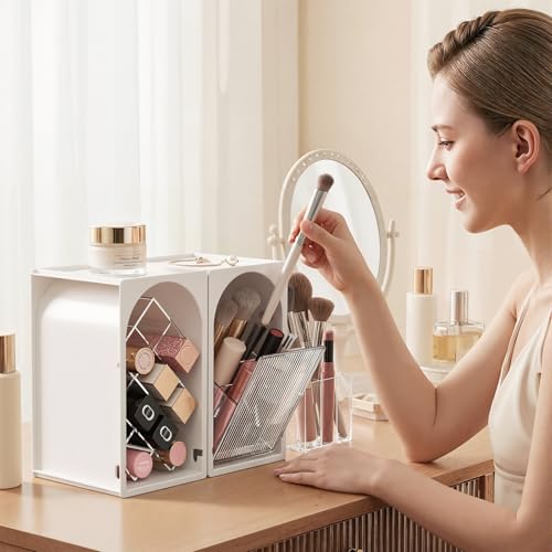 Modular Makeup Organizer, Clear Acrylic Cosmetic Storage Box with Drawer, Vanity Countertop Organizer for Makeup, Skincare and Beauty Accessories ? Multiple Styles