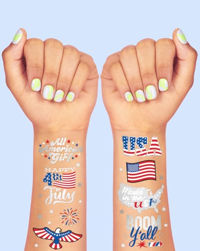 4th of July Temporary Tattoos - 30 Styles, Patriotic Party Decor