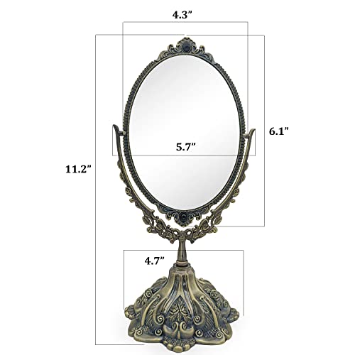 Hsiwto Vintage Double-Sided Makeup Mirror with 360° Rotation