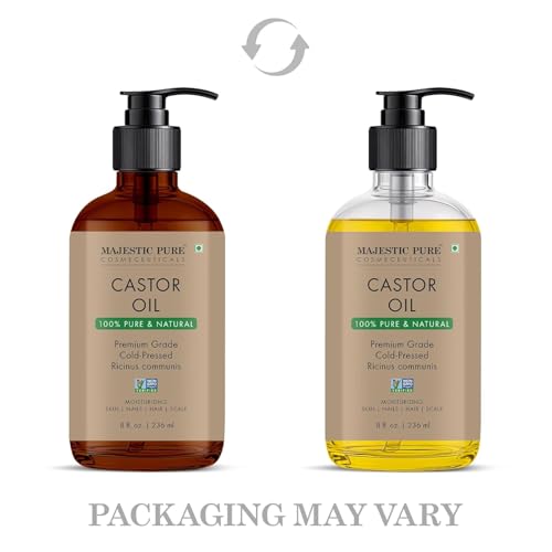 Majestic Pure Castor Oil - 100% Pure & Natural, Cold Pressed, 8 Fl Oz