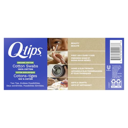 Q-tips Organic Cotton Swabs for Beauty & Care, 400 Ct (4-Pack, 1,600 Total)