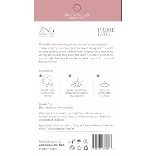Zing Prime Clear Hydrocolloid Pimple Patches for Face, Acne Dots & Zit Stickers, Strong Adhesion Blemish Patch, Made in Korea, Vegan (45 Count)