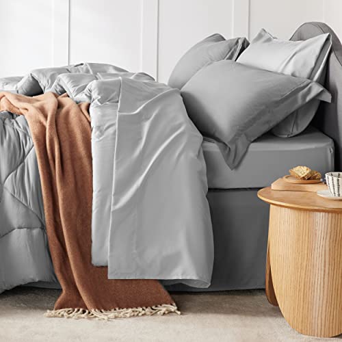 Bedsure California King Comforter Set - 7 Pieces Reversible Bed in a Bag California King with Comforters, Sheets, Pillowcases & Shams, Grey Bedding Sets