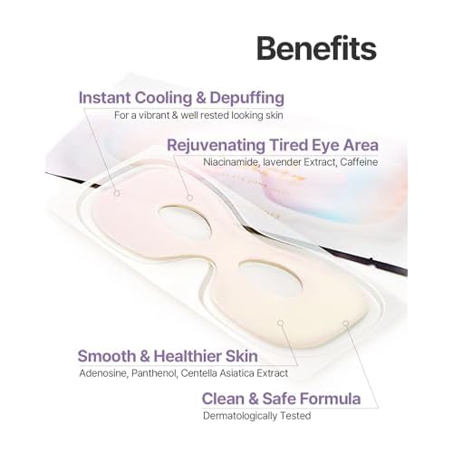 Petitfee Aura Quartz Hydrogel Eye Zone Mask 5ea (9g*5) - Lavender Mask for Entire Eye Area, Instant Cooling, Puffiness, Morning Quick Care, Rejuvenating Tired Skin, Brighter Complexion