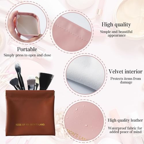 JINGIHE 12Pcs Pocket Cosmetic Bag, 3 Size Small Makeup Bag Squeeze Top for Purse, Portable No Zipper Self-Closing Purses Organizer for Coin, Lipstick, Jewelry, Sunglasses Cosmetic Accessories