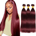 #99J Burgundy Straight Bundles - Unprocessed Brazilian Human Hair 20 Inch