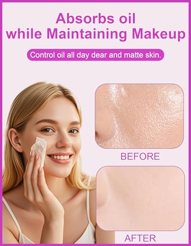 300 Oil Blotting Sheets for Face with Mirror & Puff