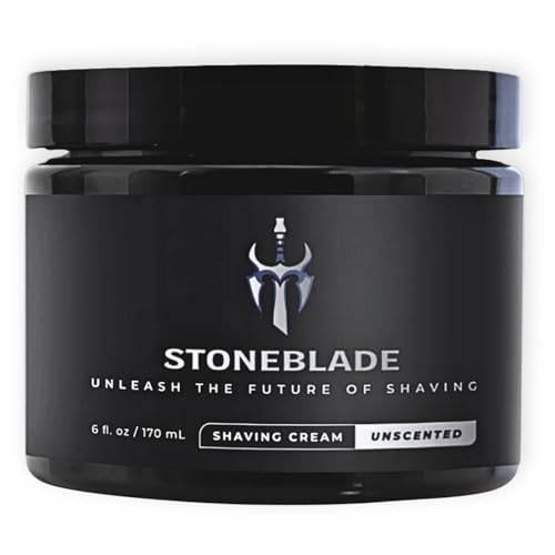 Shaving Cream for Men ? Unscented, Helps Reduce Irritation | StoneBlade Luxury Shave Cream, 6 oz