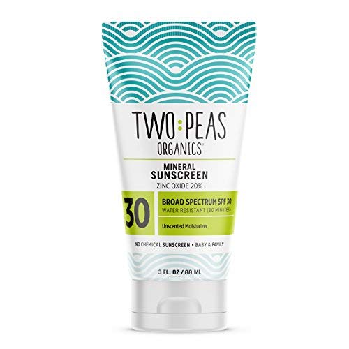 Two Peas Organics - All Natural Organic SPF 30 Sunscreen Lotion - Coral Reef Safe - Baby, Kid & Family Friendly - Chemical Free Mineral Based Formula - Waterproof & Unscented - 3oz (two Pack)