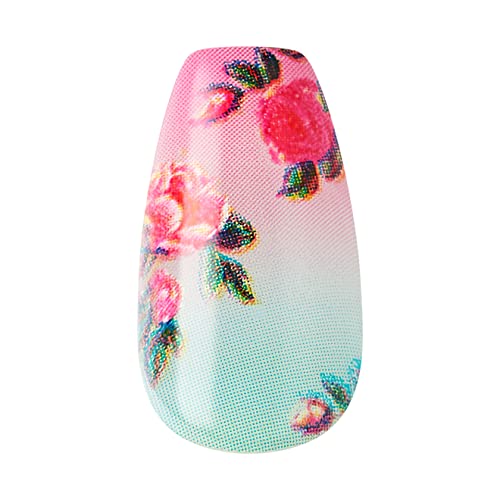 KISS LoveShackFancy x imPRESS Press-On Manicure Limited Edition, Style "Lilac Crush" Medium Coffin Purple Press-On Nails, Includes Prep Pad, Mini Nail File, Cuticle Stick, & 30 Fake Nails