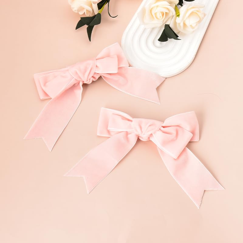 Small Bow Hair Clips for Women Velvet Hair Bows for Girls Clip Pink Bow Barrette Hair Bow Accessories Clip Side Hair Clip Bow Decorative Hair Clips for Thin Thick Hair 2 Pack Bowknot Hair Clip