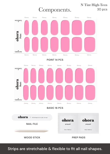 ohora Semi-Cured Gel Nail Strips Pink Tint - Long-Lasting, Salon-Quality, Works with UV/LED Lamps