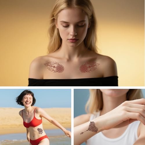 20 Sheet Brown Henna Tattoo Stickers Kit