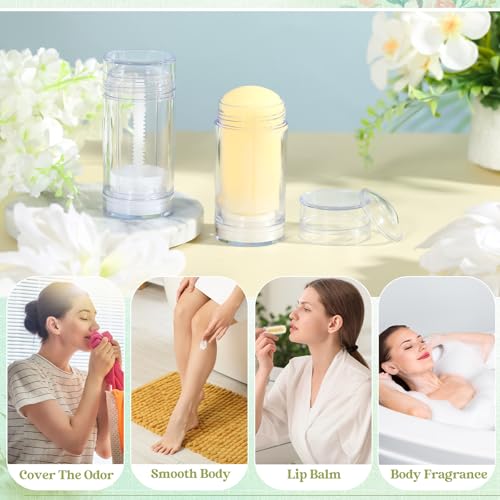 50 Pcs 15 ml Empty Deodorant Containers Twistup Filling Stick Plastic Deodorant Container Refillable Bottles Bottomfill Round Lip Balm Tubes Cylinder for Homemade DIY Lip Balm(Clear)