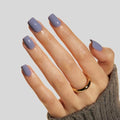 LAMIMOSA 32Pcs Short Square Press On Nails Ash Gray