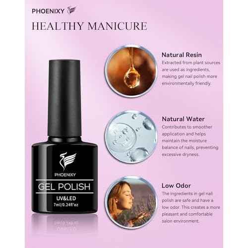 phoenixy 61 PCS Gel Nail Polish Kit with U V Light, 40 Basic Colors Collection Gel Nail Polish Set with 48W Nail Lamp Manicure Starter Gel Nail Kit Base Top Coat Christmas Gifts for Women