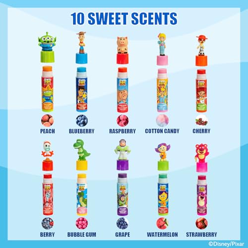 Toy Story Lip Balm Set - 10 Fruit-Flavored 3D Toppers