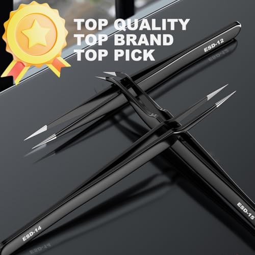 Antonki 12-Pack Precision Tweezers Set with Case