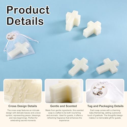 50 Pcs Baptism Favors Set Cross Soap for Girls and Boys,Baptism Party Favors for Guests,Christening Souvenirs for First Communion Favors,Recuerdos De Bautizo Para Ni?o Ni?a,Primera Comunion Recuerdos