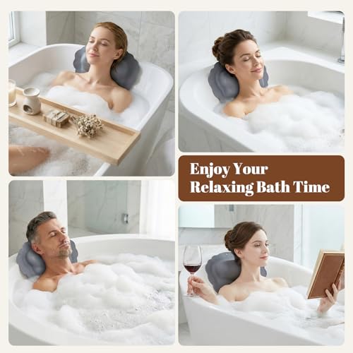 Silicone Bath Pillow with Suction Cups – Adjustable Neck Support
