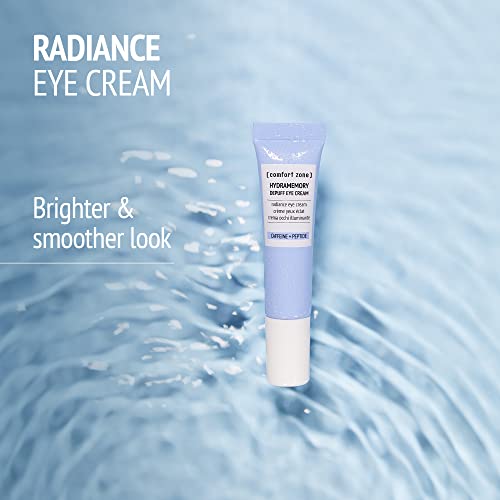 [ comfort zone ] Hydramemory Depuff Eye Cream, Lightweight Moisturizer, Relieves Tired Eyes, Puffiness, Dark Circles, Brightens, Vegan, Caffeine, Peptides, All Skin Types, Daily Use, Italy, 0.51 Fl Oz