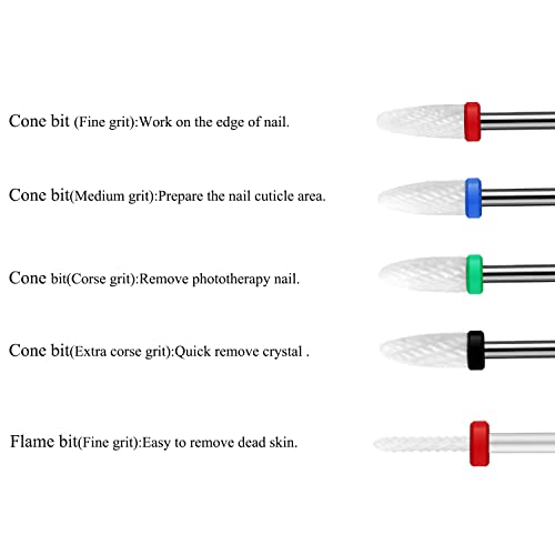 10Pcs Ceramic Nail Drill Bits Set for Electric Manicure & Pedicure