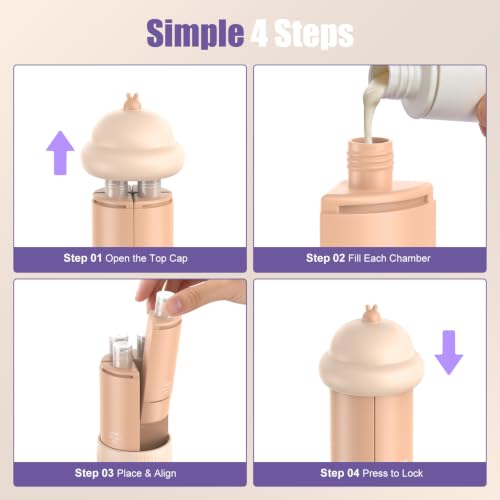 Doxcore 4 in 1 Travel Dispenser Bottle Nude – 4 x 60ml TSA Approved Leak-Proof