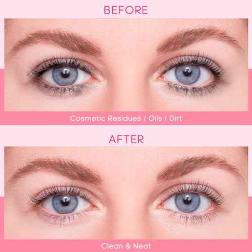 Buqikma Lash Cleaning Kit - Lash Shampoo Kit Eyelash Extension Cleanser for Extensions 60ML with Rechargeable Handheld Lash Fan Dryer Mascara Brush Rinse Bottle Makeup Cleansing Foam for Lash Care