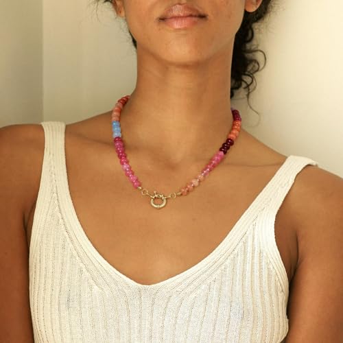 KELORIS PATH Beaded Gemstone Choker Necklace for Women