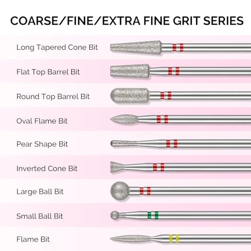 MelodySusie 20Pc Nail Drill Bits Set 3/32" Diamond Cuticle