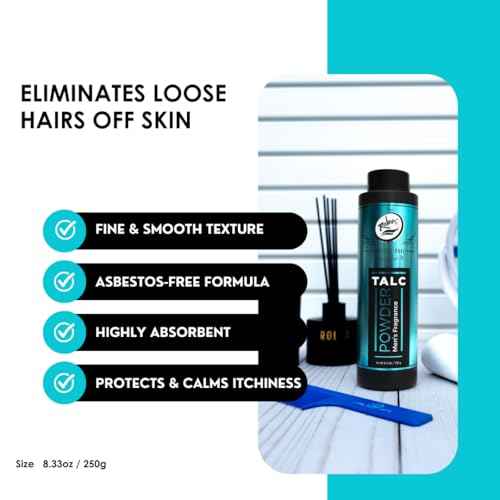 Rolda Men's Barber Talc Powder - White Talcum Powder After-shave Solution Is Highly Absorbent And Provides A Fresh, Clean Feeling After Every Shave, Helping To Calm Itchy Skin And Prevent Irritation