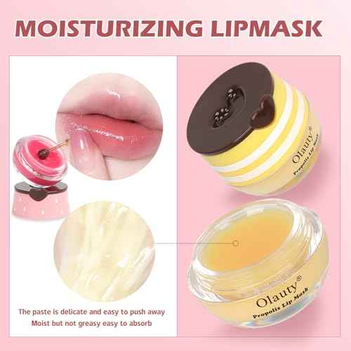 3 PCS Bee Lip Balm Lip Mask Honey Pot,Strawberry&Honey&Watermelon Lip Sleeping Mask,Hydrating Prevention Dry Lip Care,Moisturizing Lip Mask Overnight Reduces Lip Lines