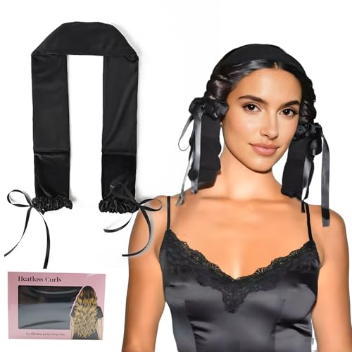 Heatless Hair Curlers Overnight - Velvet Curling Ribbon with Comb Stabilizer