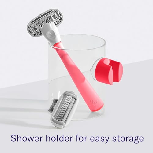 Flamingo Pink Shaving Razor Kit for Women with 4 Refills and Holder - 5-Blade Cartridge