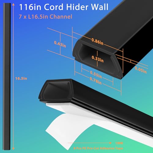 Wall Cable Hider Kit, 116in Paintable Cord Cover